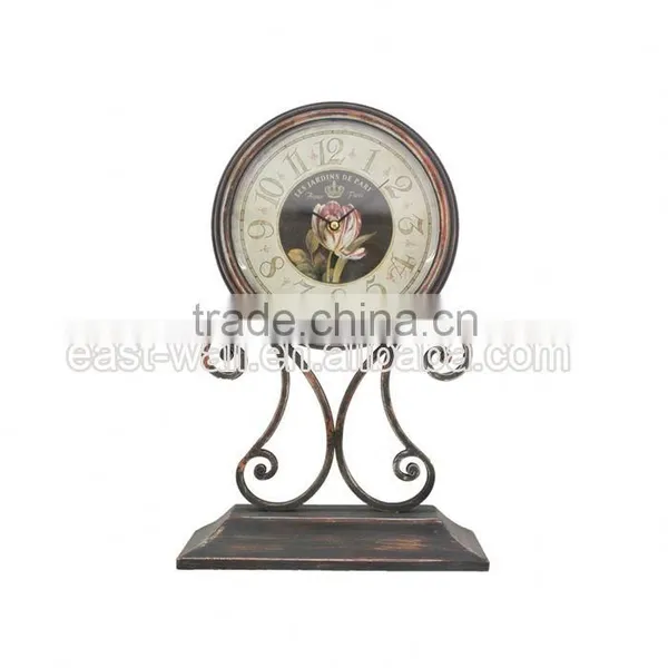 Wholesale Customized Logo Printed Fancy Antique Iron Transparent Display Table Clock photo-2