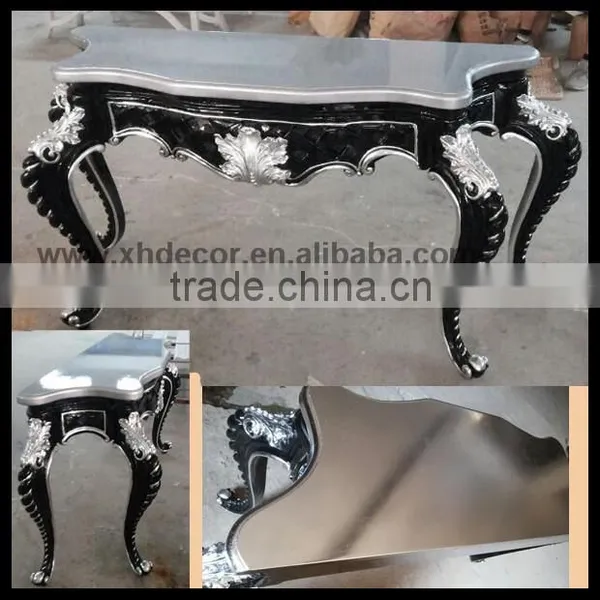 Antoinette Louis XV Hall Table Silver and Black Color Modern Console Table