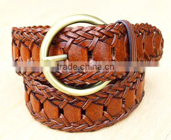 2015 Hot Design Lady Belts Brown Fashion Braided Leather Belt photo-2