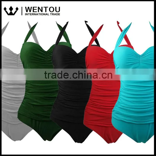 Wentou Colorful One Piece Sexy Halter Swimsuit For Women