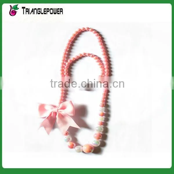 Candy Colorful Beaded Necklace Bracelet Set With Silk Flower for Kids photo-4