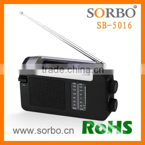 2016 Trending Products Portable Panel AM FM Radio With Alarm Clock/ Mobile Solar Hand Crank Generator Charger photo-3