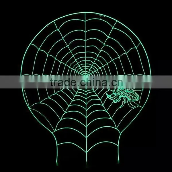 3D Optical Illusion Spider Web Night Lamp Night Light 10 Colorful LEDs Ultra-thin Acrylic Light Panel AA Battery or DC 5V photo-2