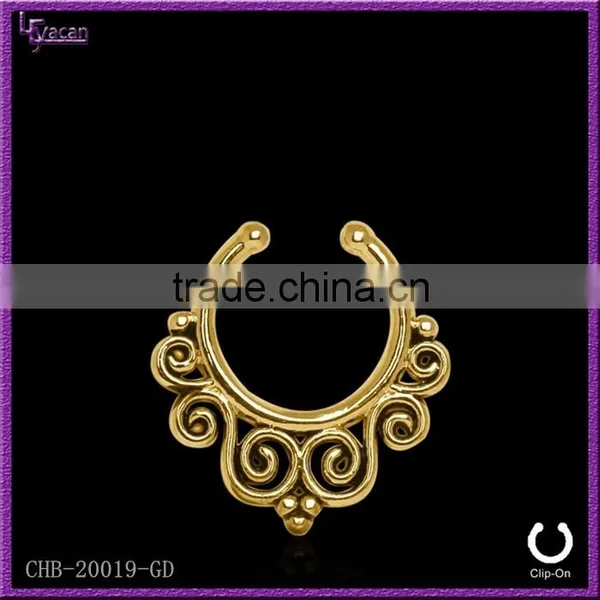 Tribal Swirls Flower Indian Fake Nose Ring photo-2