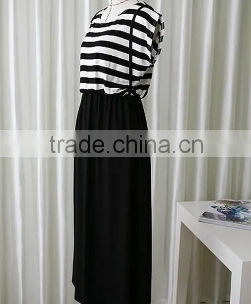 Slim Stripe Suspender Skirt Maternity Dresses Clothes For Pregnant Women photo-3