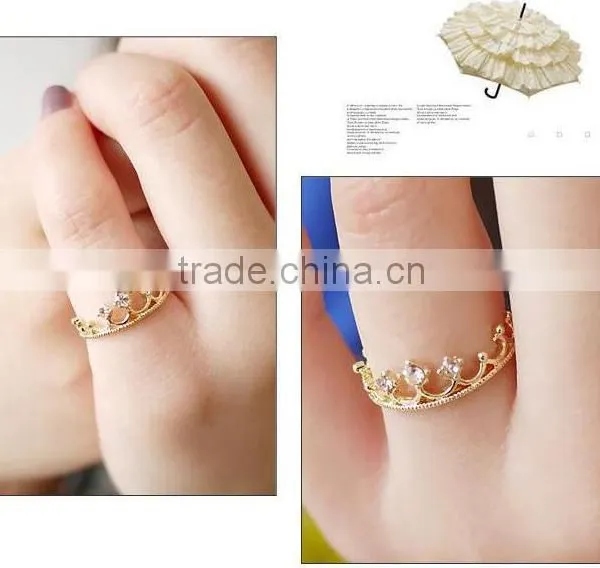 Korea Fashionable Crystal Small Crown Diamante Rings photo-4