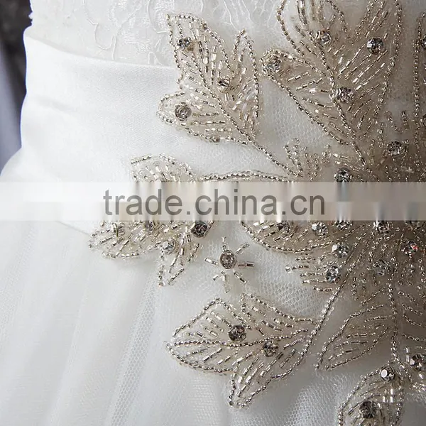 RSW912 Wholesale Scoop Neckline Vintage Lace Wedding Dresses 2016 With Belt Bridal Ball Gown Wedding Gown photo-3