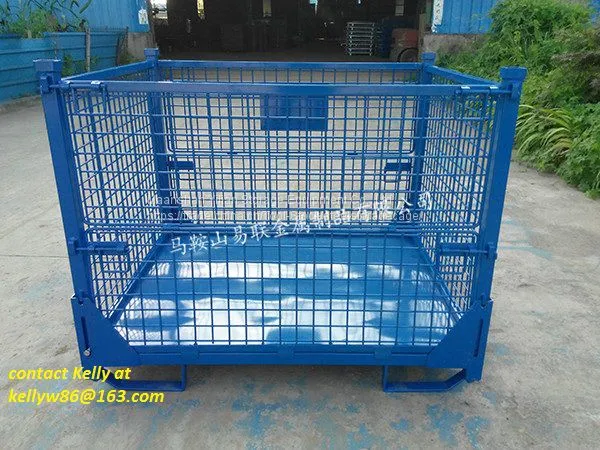 foldable and stackable Warehouse use wire pallet mesh cages/container