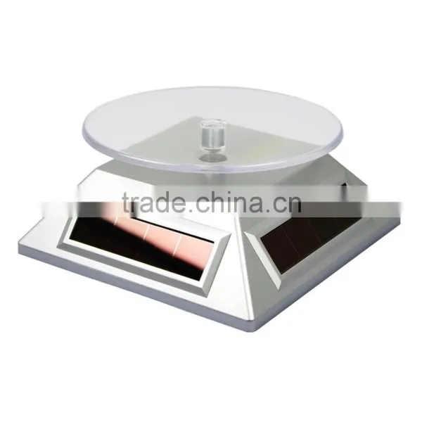Solar Powered Jewelry Rotary Turntable Display Silver