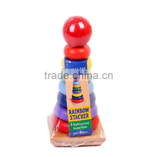 Wood Toy Montessori Piling Ring Rainbow Tower Tumbler Stacker Stack Up Kids Child Baby Classic Educational Toy photo-3