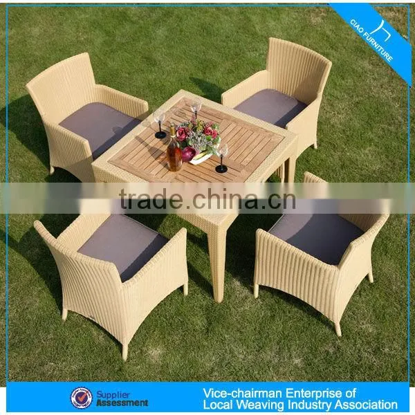 4 Seat Rattan Outdoor Dining Set With Teakwood (807+8004AC) photo-2