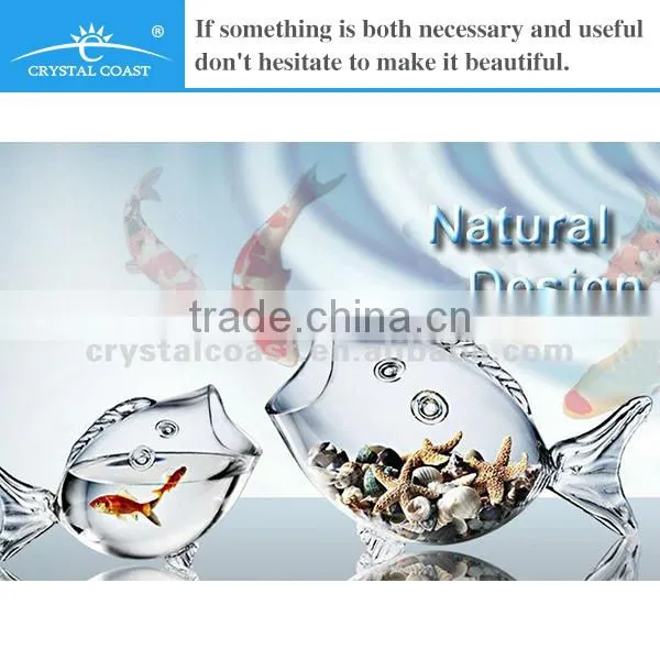Hand Blown Clear Large Fish Shaped Glass Fish Bowl photo-2