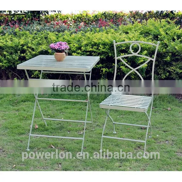 Wrought Iron Stylish Light Green Square Coffe Table Patio Set photo-5