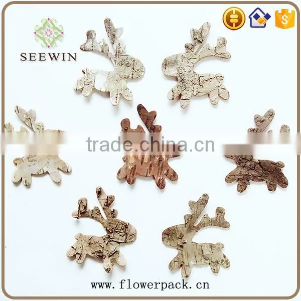 Small Deer Natural Flower Wood Bark Engraving photo-4