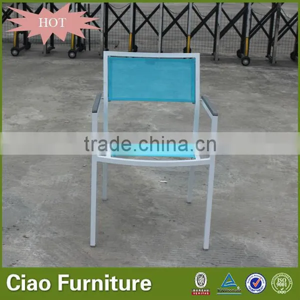 Modern Garden Mesh Fabric Chair Plastic Wooden Arm Chair photo-2