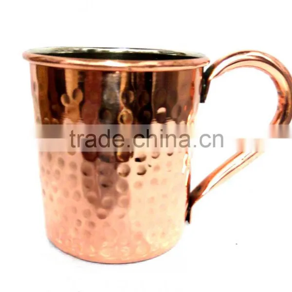 2017 HOT SELLING BPA FREE HAMMERED FINISH MOSCOW MULE 100% PURE COPPER MUGS WITH RIVETED COPPER HANDLE