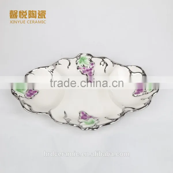 Stock Fashion Golden Ceramic Decorative Cheap Big Ceramic Plate photo-3