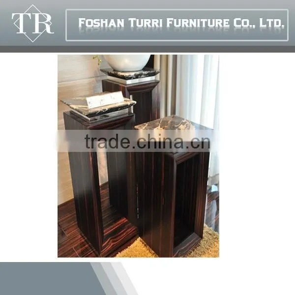 Square Travertine Marble Top Wooden Base Coffee Table photo-4