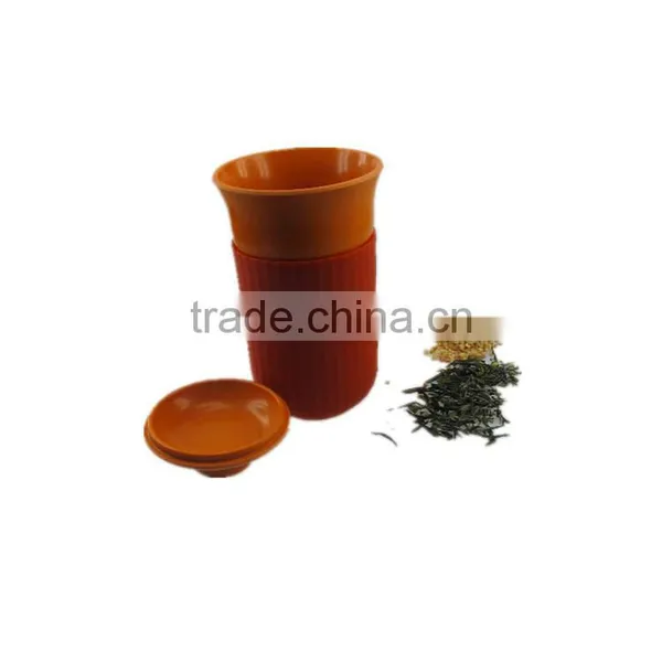 Disposable High Quality Bamboo Fiber Cup With Silicon Sleeve and Bamboo Lid photo-2