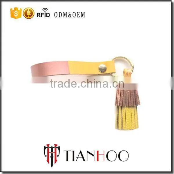Colorful Leather Fringe Keychain Purse Charm Twister Tassel Key Holder photo-3