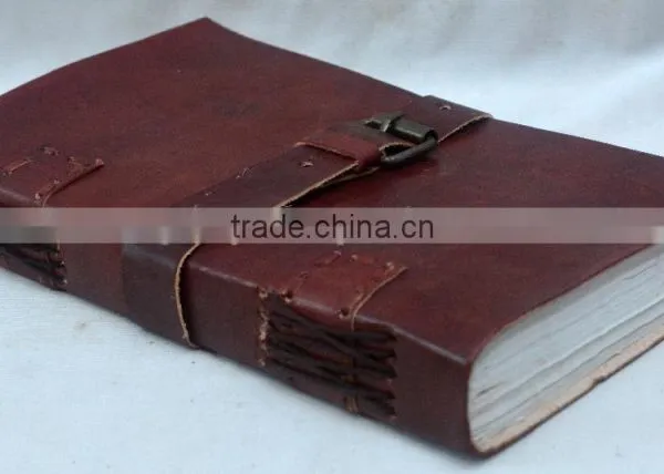 Handmade Vintage Plain Leather Notebook With Belt photo-3