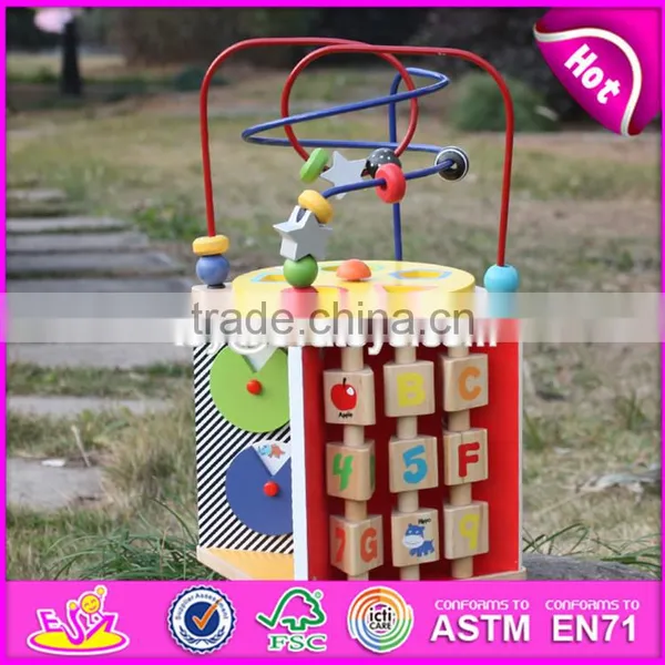 Educational Multi-function 5 in 1 Wooden Toy Baby Activity Cube W11B136-S photo-5