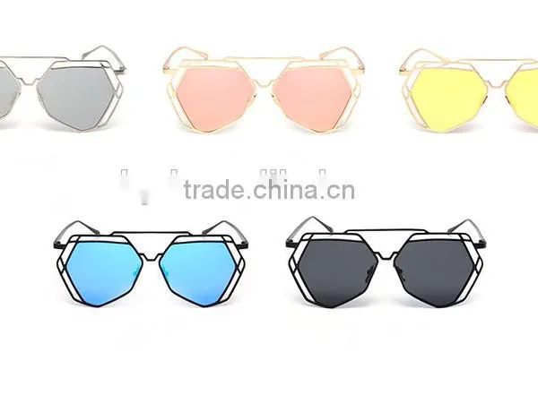 2016 Super Lovers Poly Polarized Sunglasses Metal Hollow Out V Glasses Frame Color Film Sunglasses photo-6