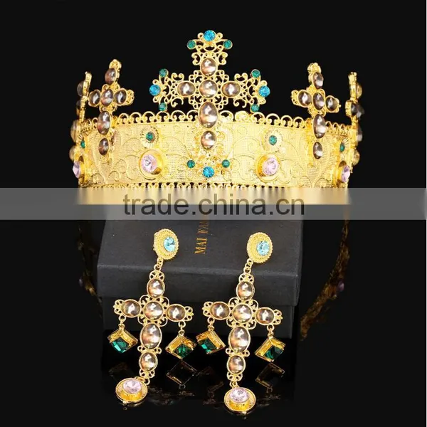 FC001-001Fashion Baroque Style Headband Wedding Pageant Crown Beauty Queen Crystal Crown photo-3