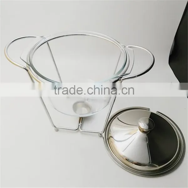 Large 4L Round Chafing Dish Glass Hot Food Warmer With Glass Dish photo-4