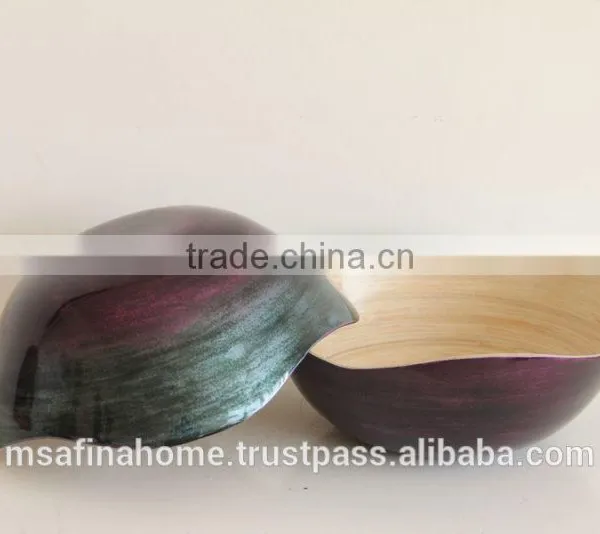 Flower Shape Colored Lacquer Bamboo Salad Bowl photo-2