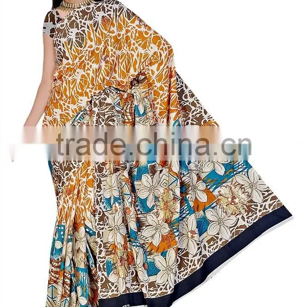 Submissive Multi Color Satin Silk Saree/saree Printing Machine/Saree photo-3