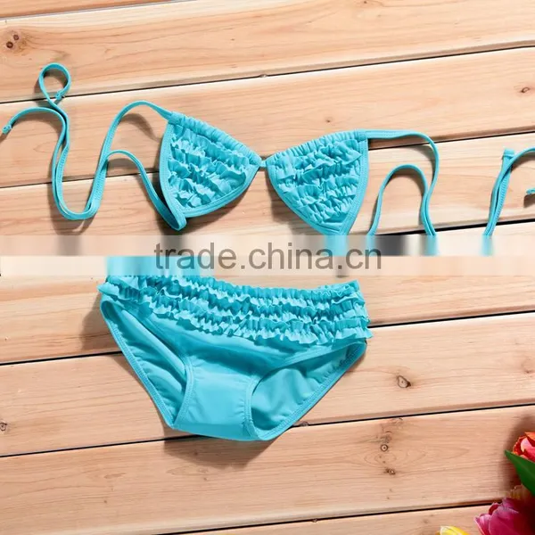 Beautiful Children Summer Beach Solid Color Baby Bikini Kids Girls Chiffon Bikini Swim Girl Beach Bikini photo-3