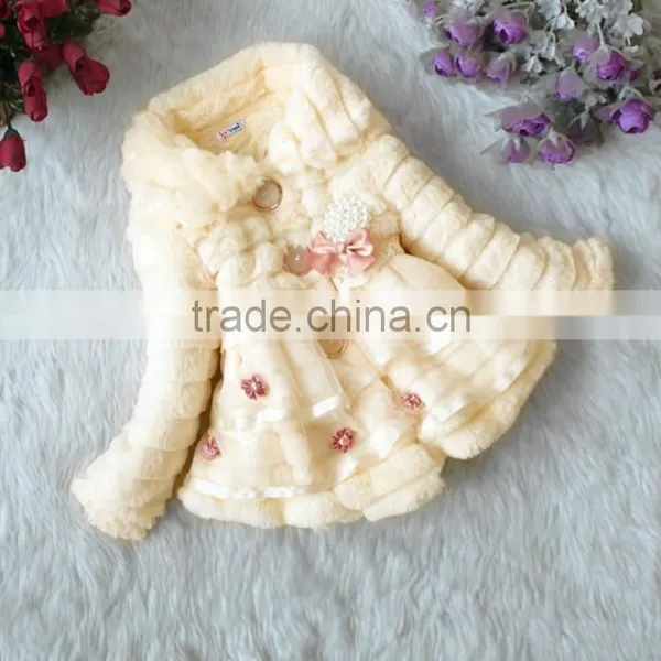 Children's Girls Elegant Baby Faux Fur Fleece Lined Kid Coat 18908 photo-2