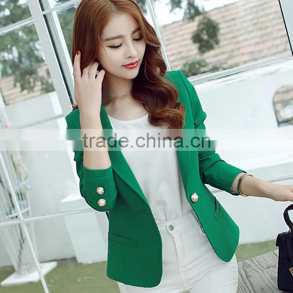 2016 Women Blazer Korean Version Cultivating Wild (green Yellow Black) Long-sleeved Small Suit Women Blazers And Jackets photo-4