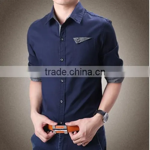 2016 Men Embroidered Floral Printed Slim Fit Casual Shirt photo-2