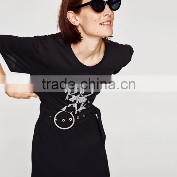 Guangzhou Shandao Factory OEM Customized 160g 100% Cotton Logo Printed Short Sleeve O-Neck T Shirt Design For Ladies photo-2