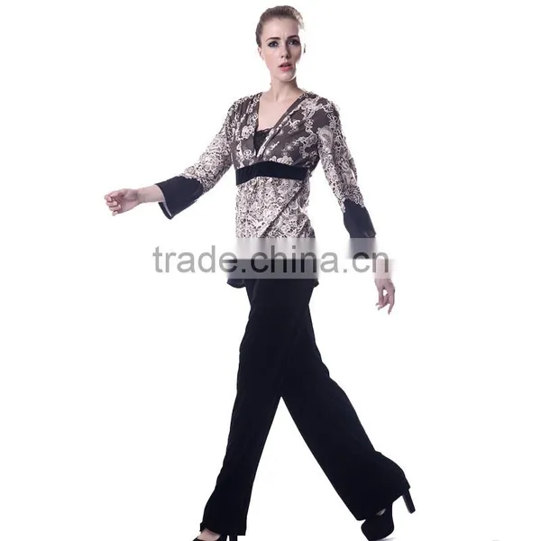 Cheap Women 2pcs Velvet Suit Satin Pullover Long-sleeved Striped T-shirt + Pants photo-2
