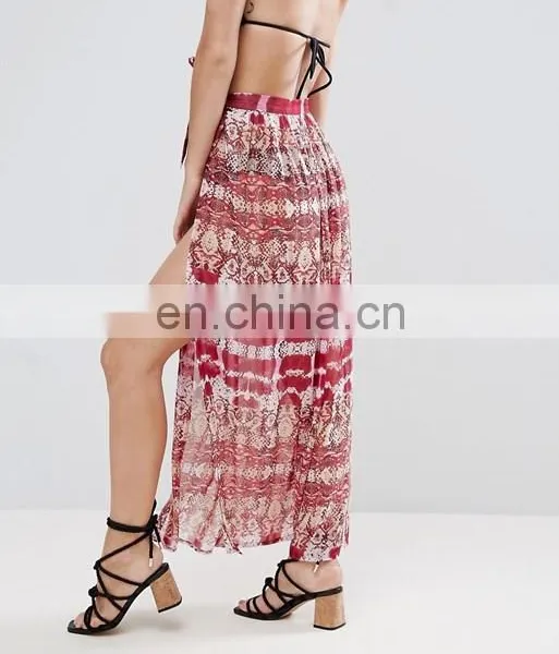 High-rise Waistband Wrap Tie Fastening Print Beach Sarong Print Custom photo-2