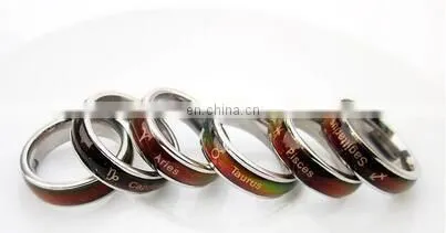 Aquarius Zodiac Ring Titanium Steel Couple Temperature Change Color Mood Ring photo-2