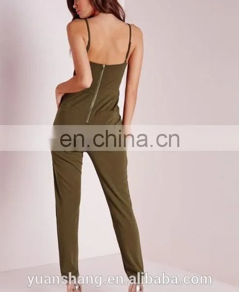 Fashion New Design Women Sexy Onesie Jumpsuit In Khaki 2015 photo-2