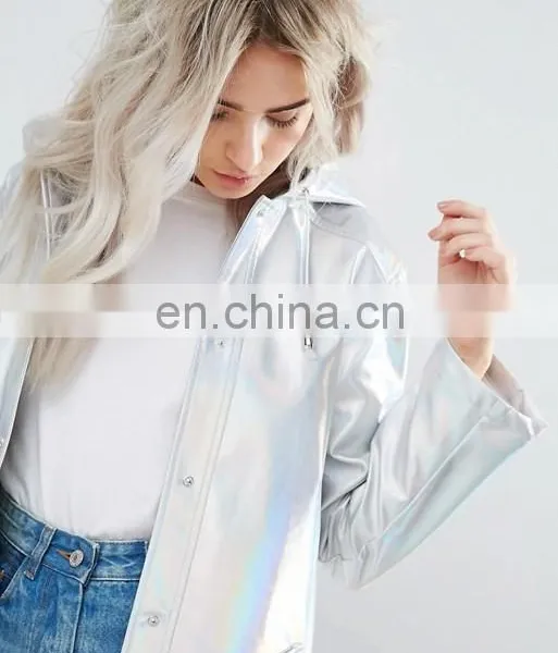 2016 New Fashion Winter Women Sliver Metallic Jacket Slim Long Coat Jacket From China photo-3