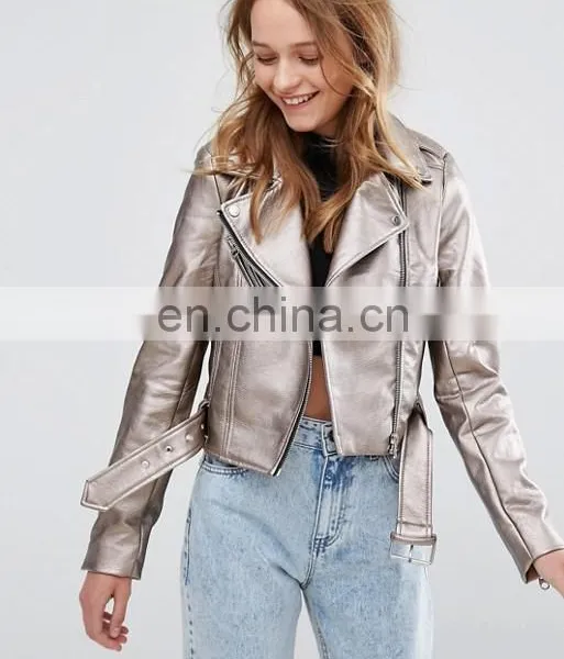 2017 Fashion Factory Price Ladies Jacket Women Clothing Pu/polyester Leather Jacket photo-2