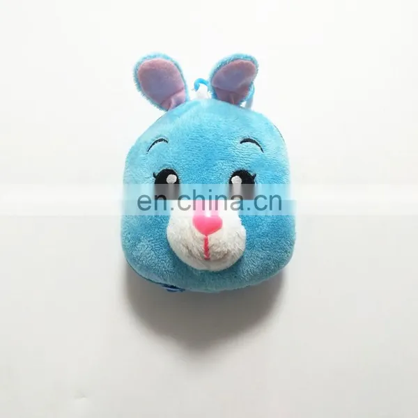 Blue Rabbit Animal Head With Shopping Bag Plush Toy Keychain photo-2