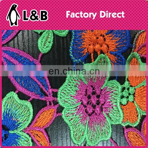 Multicolor Lace Fabric Textile Embroidery Polyester Chemical Lace photo-4