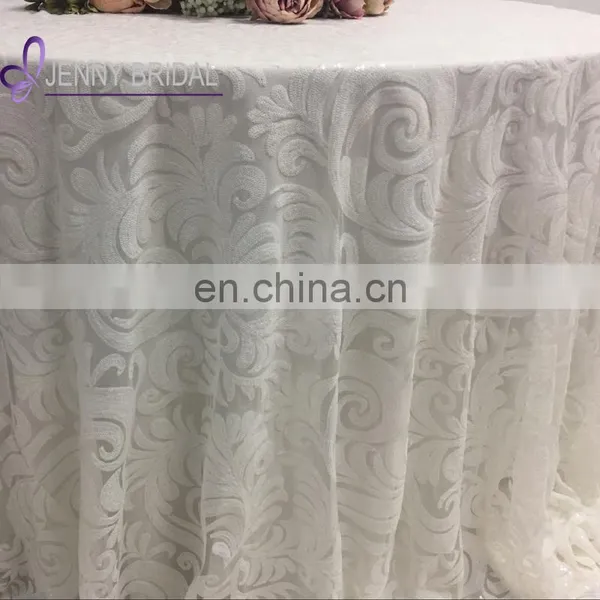 TC188B White 90 Linen Tukish Sequin Fabric Table Cloth photo-4