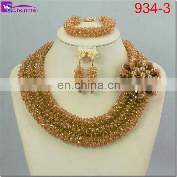 Nigeria Beads Gold Color Beads Necklace African Jewelry Sets Beads Fashion Jewelry Set photo-3
