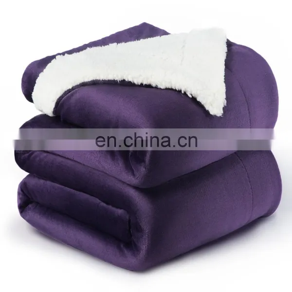 Security Outdoor Lightweight Fluffy Design Violet Sherpa Blanket For Summer photo-7