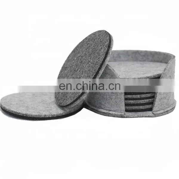 Laser Cut Round Felt Drink Coaster With Printed Logo Cup Coasters Set With Holder photo-6