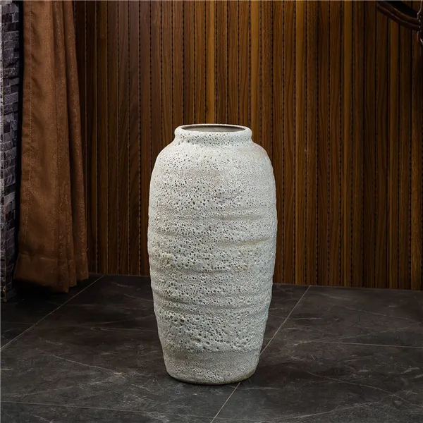 Chinese Modern Simple Style Fashion Jingdezhen Large White Ceramic Vase For Hotel Showroom photo-3