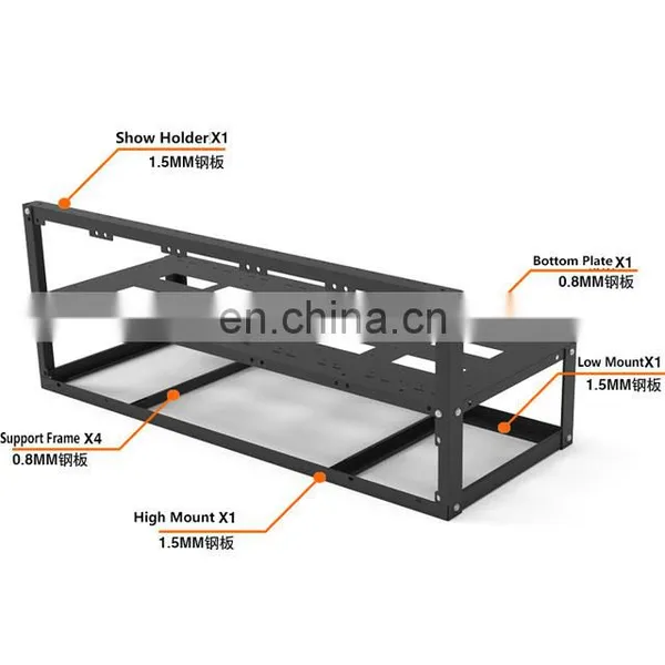 Good Quality Easy Install 16 Gpu Steel Open Air Shell Rig Case Rack 8gpu Open Air Type With Steel Graphics Card Frame photo-2